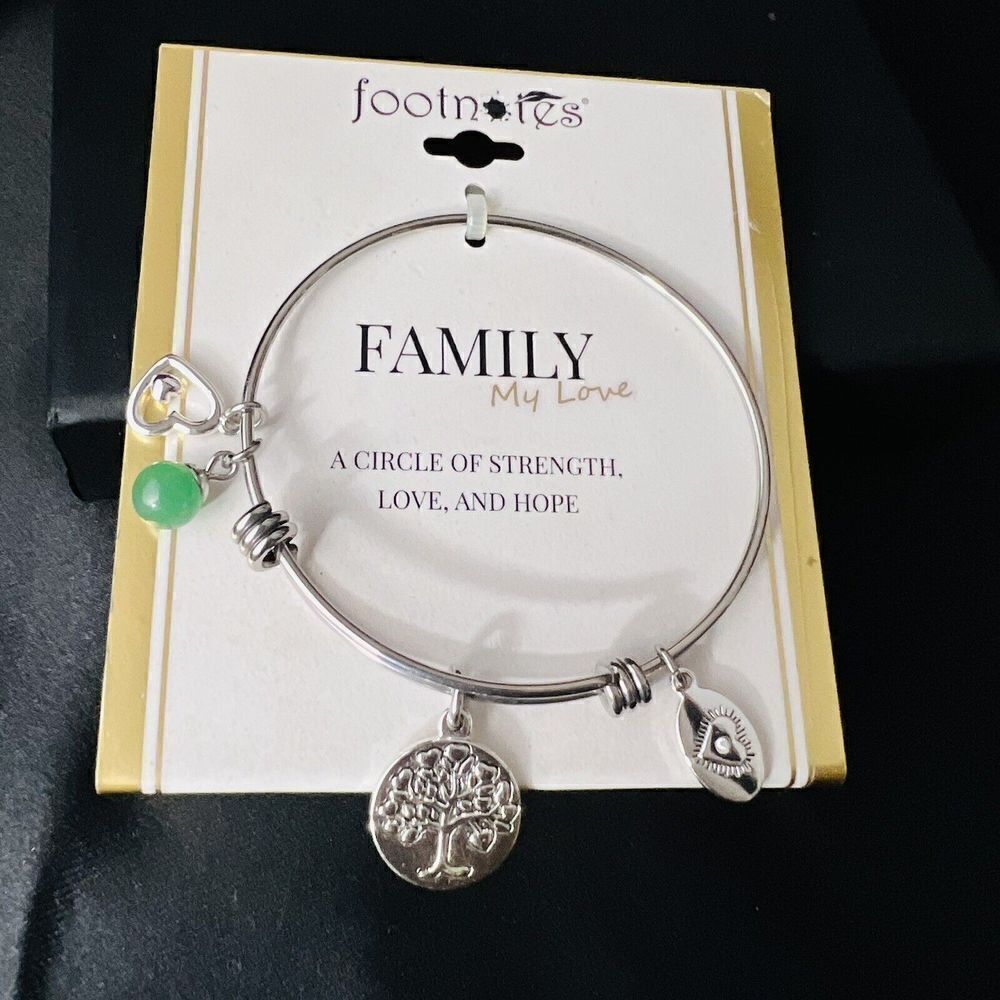 $60 Footnotes Too Family Circle of Strength Love Hope Charm Bangle Bracelet XY
